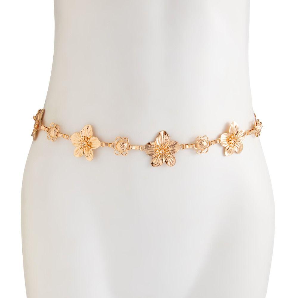 Ethnic Style Body Chain Alloy Belly Chain Fashion Flower Waist Chain Women