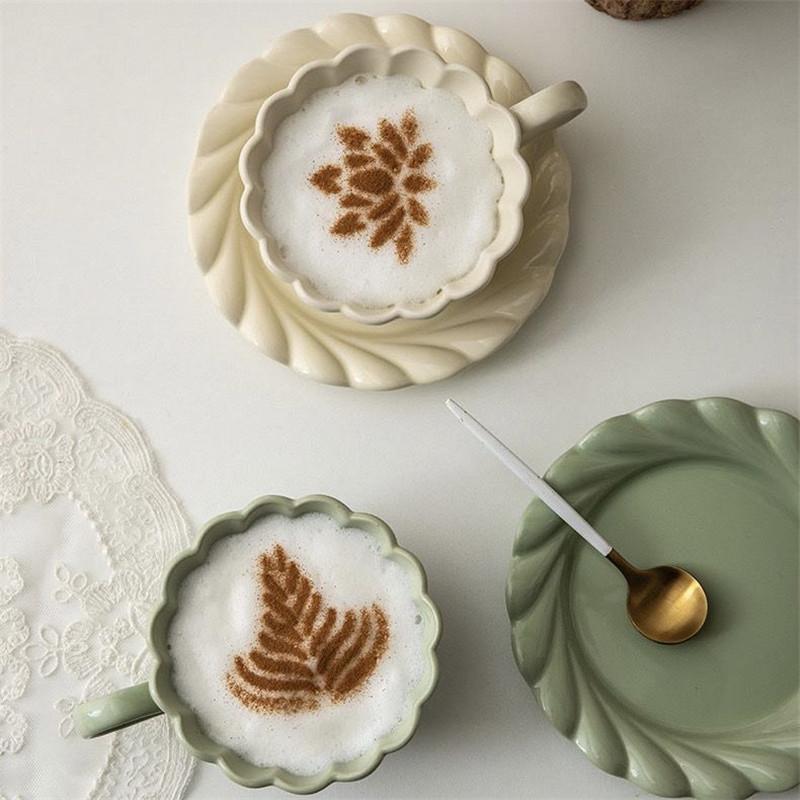 Креативная кружевная простая керамическая кофейная чашка с блюдцем кружки для дома офисная кофейная посуда кружка для кофе латте набор чашек для чая подарок