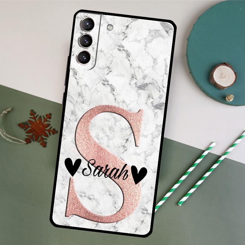 PERSONALISED INITIALS MARBLE Case For Samsung Galaxy S23 Ultra S8 S9 S10 S22 Plus Note 10 20 Ultra S20 FE S21 FE Cover