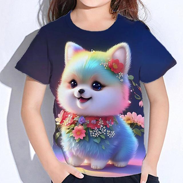 Cute Furry T-shirts Girl 3d Print Animals Kids Tops Autumn Korean Children's Clothing Child Tee Shirt  Fashion 23 Style