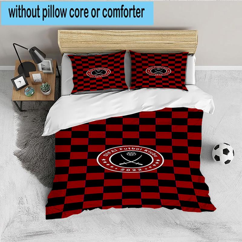 3PCS Global Football Club Sheff Bedding set,Ideal for1pc Duvet Cover And 2pcs Pillowcases Perfect for Christmas gift,Ideal for Bedroom, Dormitory