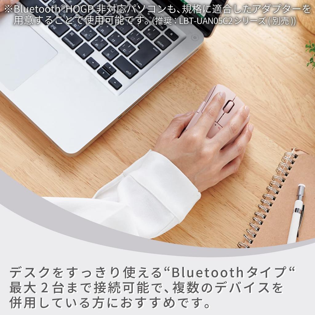 ELECOM Wireless Mouse SHELLPHA 5 Buttons Tilt Mouse, Bluetooth, Quiet, Antibacterial, + Wheel, Pink, M-SH30BBSKPN