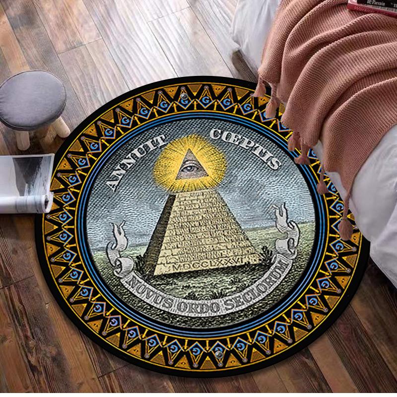 1Pc Freemasonry Circular Print Rug - home decoration Carpet For Living Room Bedroom Flooring Computer Chair Area Rug