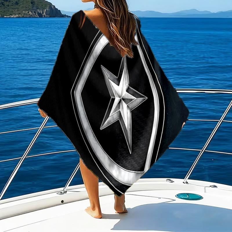 Shield With Star Emblem Printed Beach Towel, Super Soft Microfiber, Perfect Gift Birthday, for Pool, Beach, Travel, for family and friends