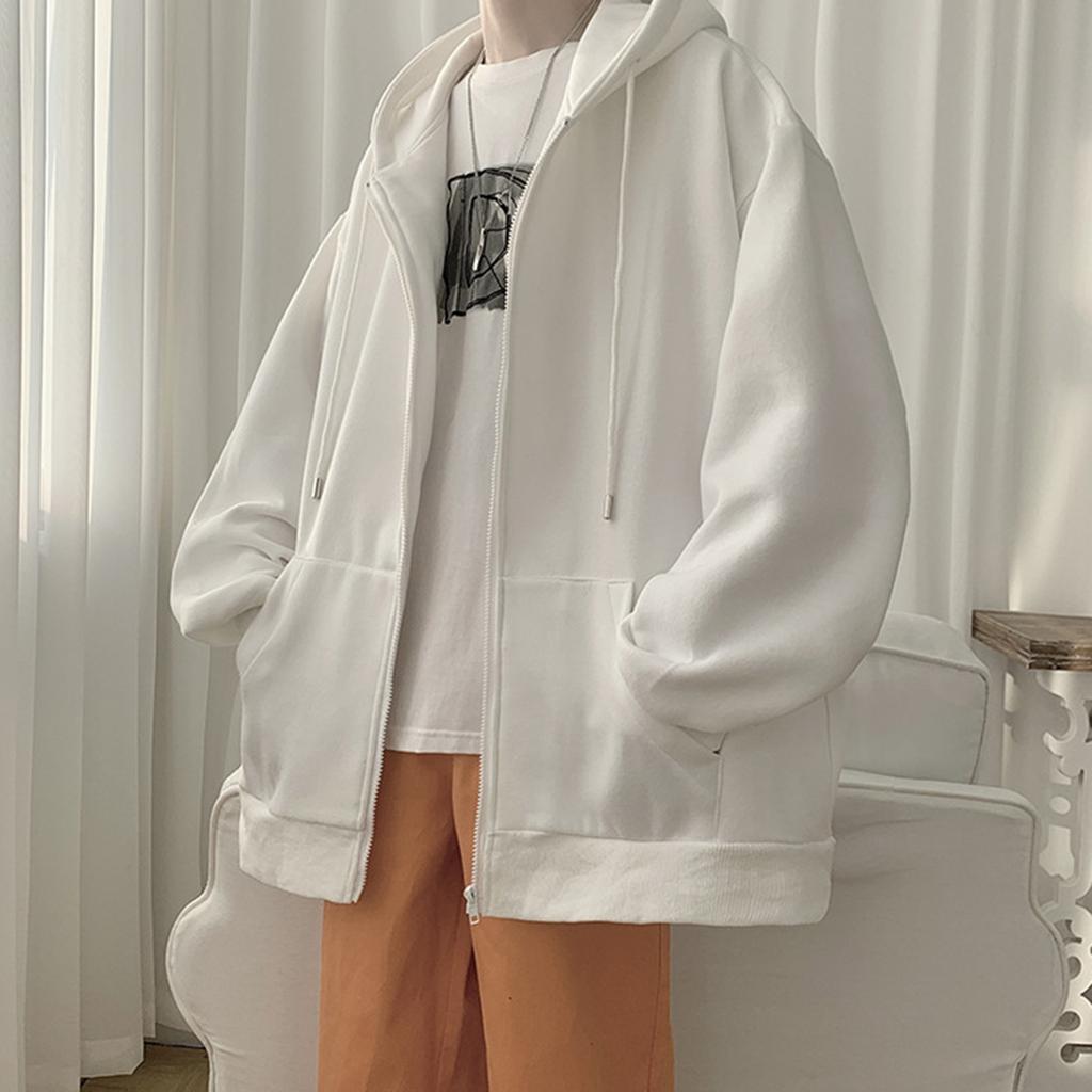 Мужская повседневная модная однотонная толстовка с длинными рукавами и капюшоном, с карманом на молнии