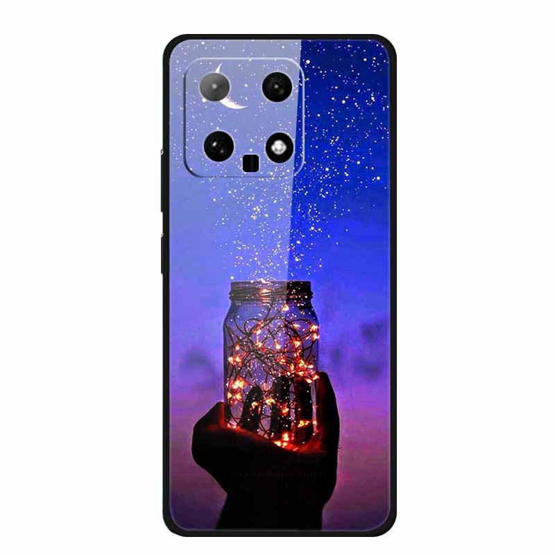 Чехол для телефона Xiaomi 14: Дизайн с разноцветными бабочками, Закаленное стекло, Креативный стиль, Хит продаж