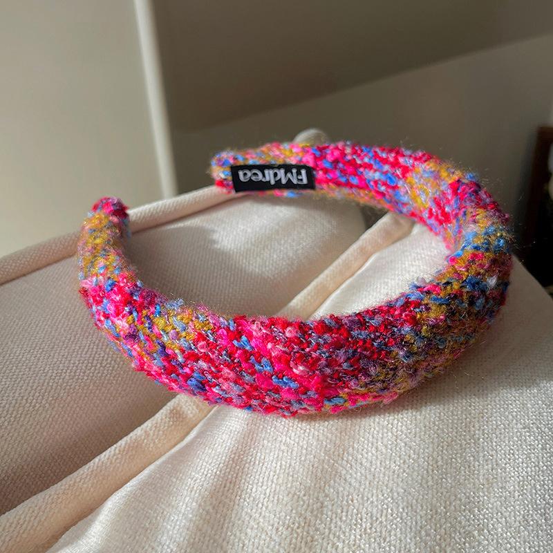 Милая Рождественская Женщина Красная Шерстяная Вязка Толстые Поролоновые Повязки на Голову для Леди Девушек Повседневная Вечеринка Праздничная Повязка на Голову