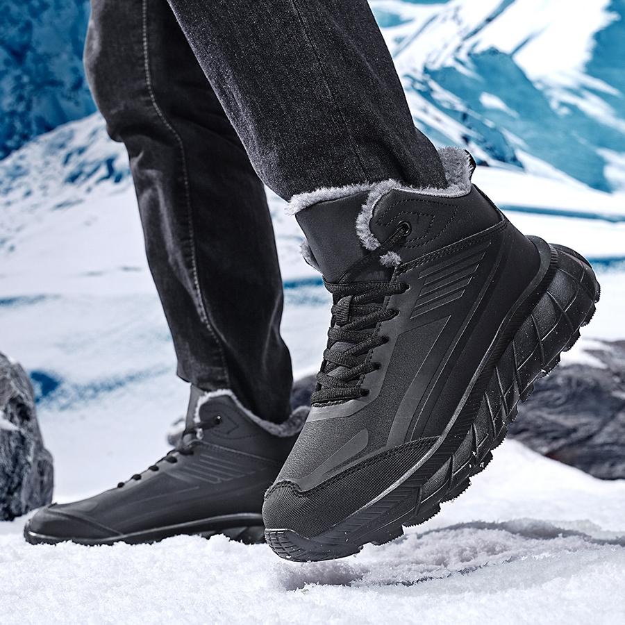 FashionWinter Men's Snow Boots Waterproof Sports Casual Shoes Plush Warm Outdoor Men's Hiking Boots Work Travel Shoes Big Size 48