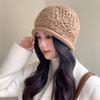 Осенне-зимняя вязаная крючком шапка ручной работы женская в иностранном стиле показывает маленькое лицо двухслойная теплая шерстяная шапка-мешок на голову
