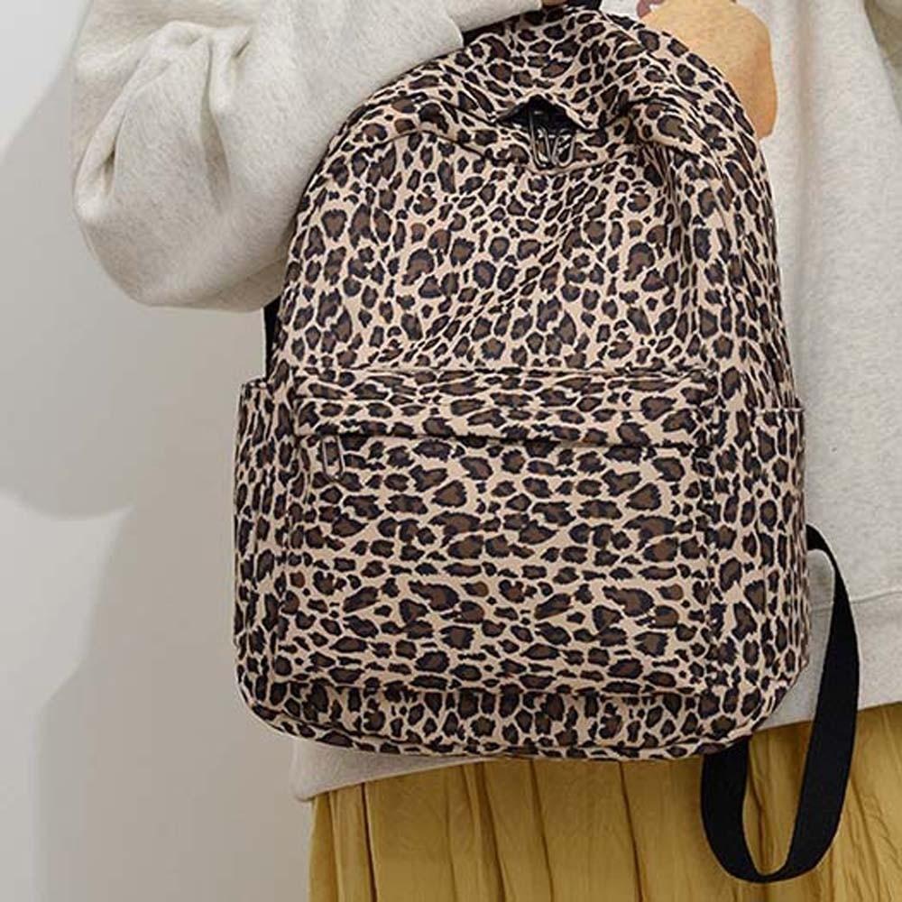 Retro Students School Bag Daypack Large Capacity Backpack Portable Leopard Print Backpack for Gift