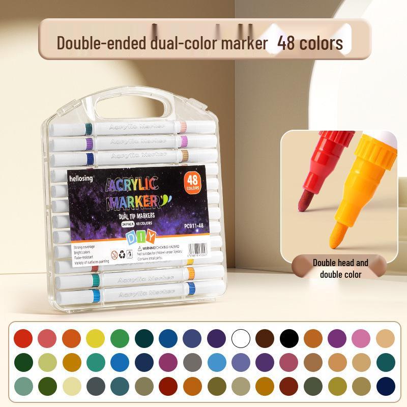 Acrylic Non-Bleeding Double-Ended Marker Pens for Kids, Washable and Layerable Watercolor and Colored Pens for Students.