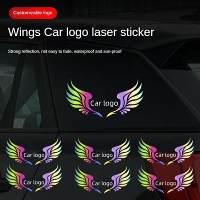 Автомобильная наклейка с логотипом Wing, красочная лазерная светоотражающая автомобильная наклейка, задняя крышка корпуса, наклейка с царапинами, автозапчасти