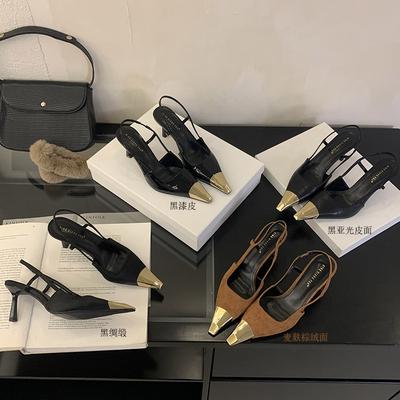 Летние новые туфли-лодочки на тонком каблуке с ремешком на одной стороне и открытой пяткой женские