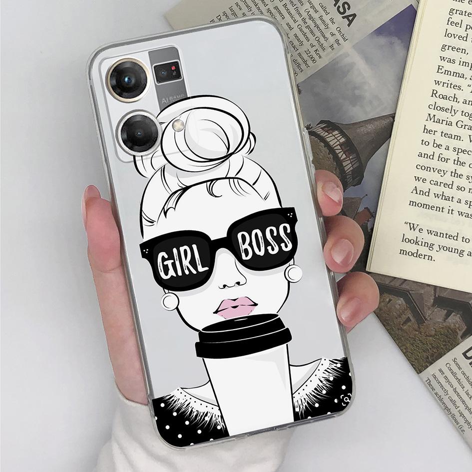 Чехол для телефона Realme 9 10 Pro + C55 C53 C33 OPPO Reno7 Pro SE 4G 5G Reno8 T, модная задняя крышка для телефона для девочек, мягкий силиконовый бампер для OPPO Realme