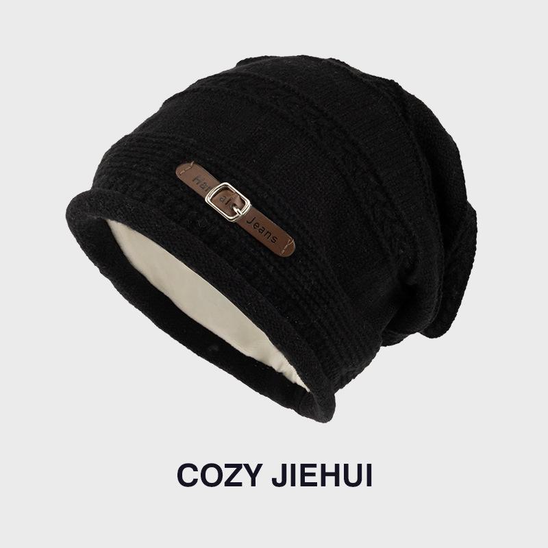 Women S Fleece Lined Knitted Beanie Hat Loose Fit Large Head Circumference