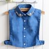 Denim Half-Body Shirt Fake Collar Children, Rhinestone Versatile Round Neck Fake Collar Shirt Collar