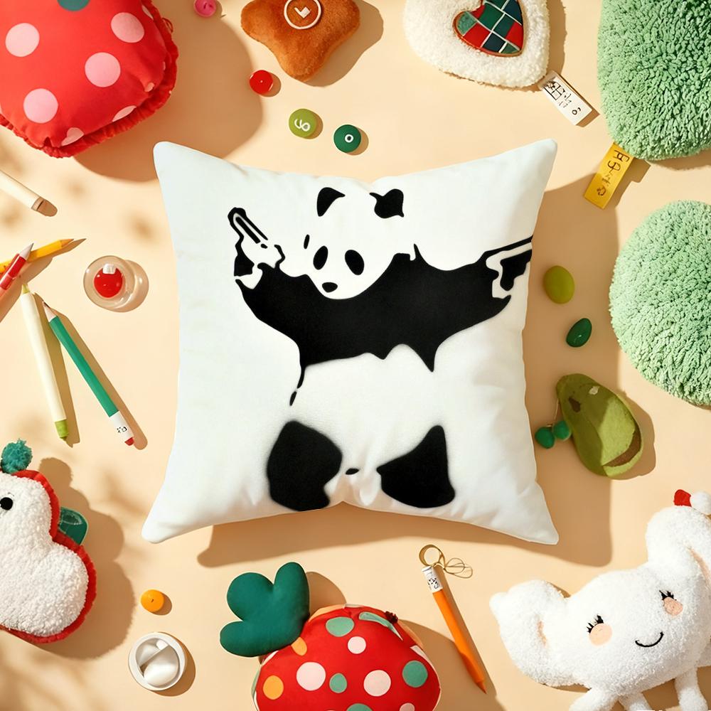 Banksy Uncovering Art Pillow Case Plush Fabric Soft DoubleSided Printed Sofa Warm Winter Home Gift Cushion Cover
