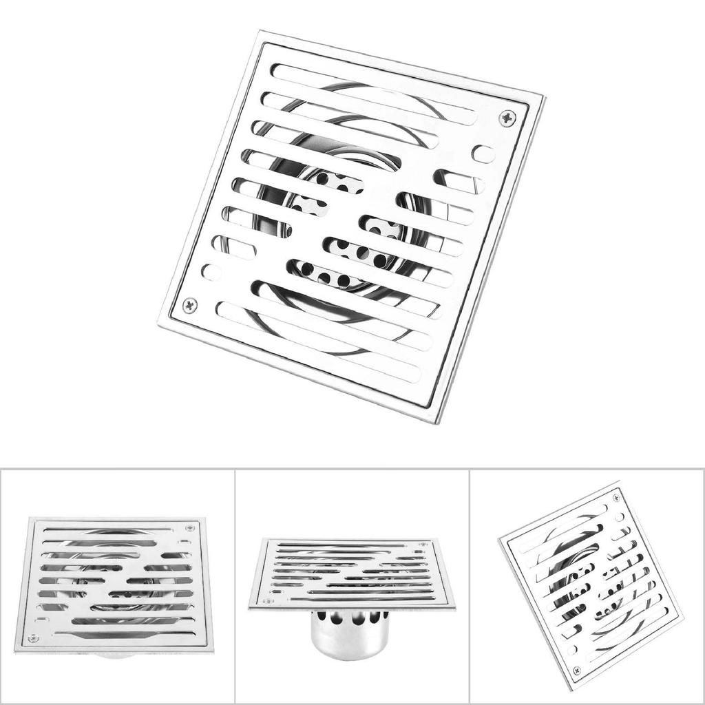 Stainless Steel Square AntiOdor Bathroom Floor Drain Waste Gate Shower Drainer Large