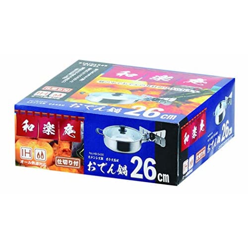 PEARL METAL Кастрюля для Одена Warakuan из нержавеющей стали со стеклянной крышкой, 26 см, с разделителем, HB-5430