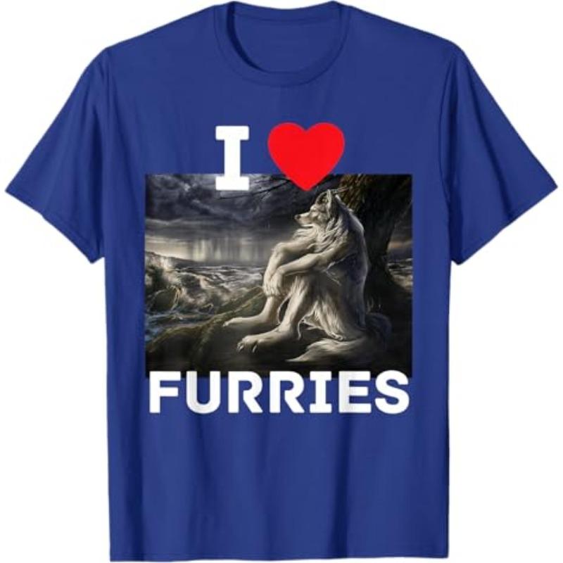 Смешная футболка унисекс I Heart Furries I Heart Werewolfs Meme, хлопковая, оверсайз, повседневная, летняя, весенняя, новая, свободный топ