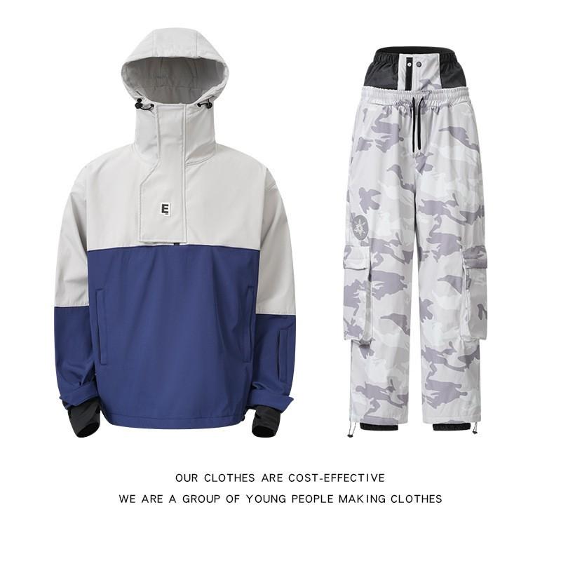 Men Women Ski Suit Set Waterproof Windproof Thermal Fleece Lined Camo Snowboarding Outfit Alpine Skiing