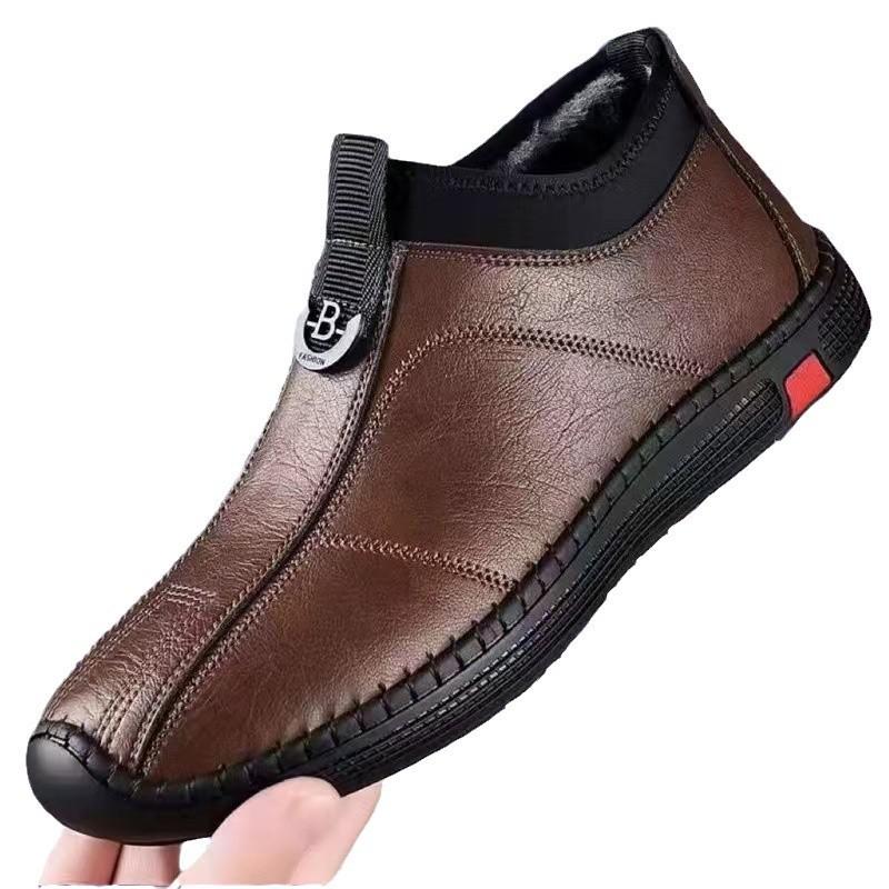 Мужские деловые повседневные кожаные туфли должны быть подготовлены для всех сезонов с одинарной хлопковой мягкой подошвой, модные и универсальные высокие хлопковые кожаные