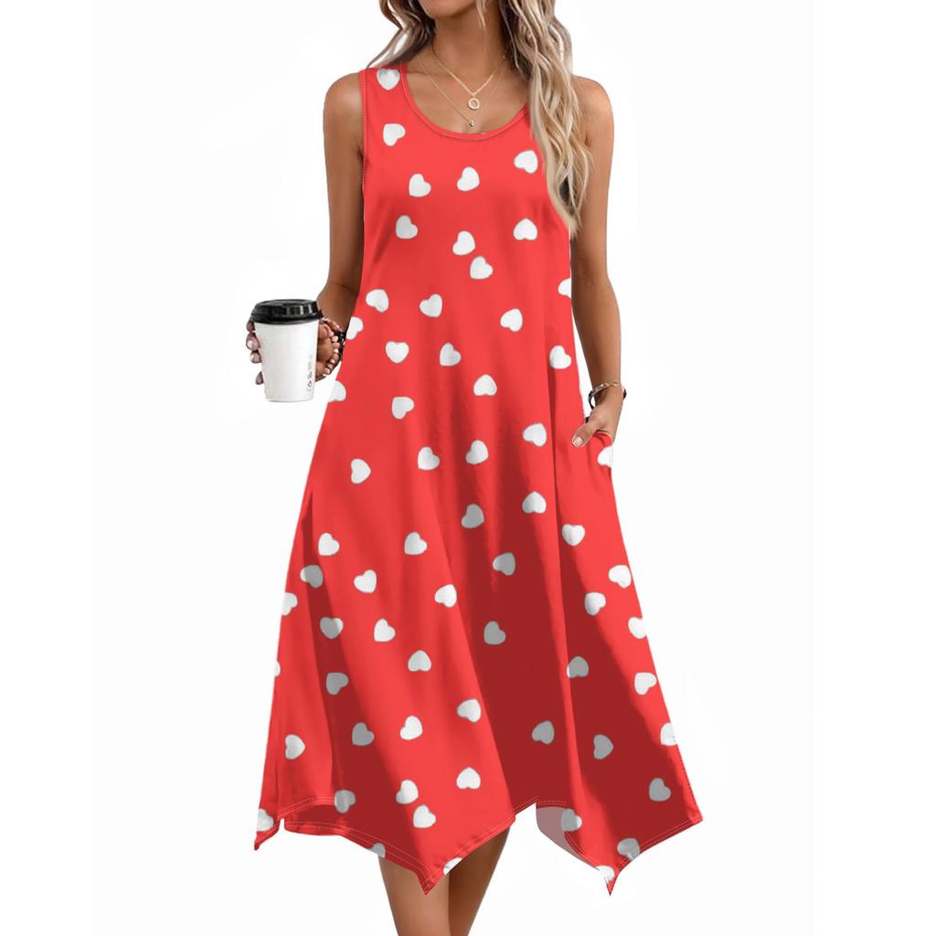 Женское повседневное платье на лето, платье-майка, свободное пляжное платье с карманами, расклешенный миди-сарафан