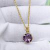 Amethyst Necklace, Purple Stone Necklace, Prong Set Pendant, Amethyst Pendant,