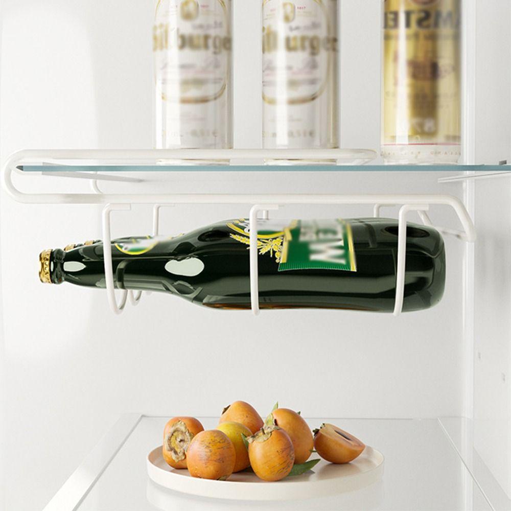 White Fridge Wine Display Rack Iron Wine Bottle Holder Durable Refrigerator Storage Rack Shelves