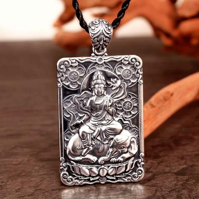 Thousand-handed Avalokitesvara Tathagata Pendant Male Blessing Amulet Trendy 925 Silver Chain Necklace For Men Guardian Buddha