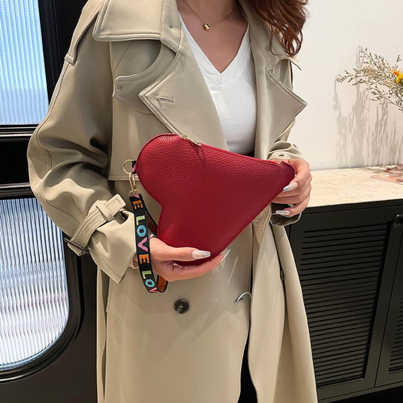 Yogodlns Модный мини-клатч в форме сердца для женщин, кошелек для монет карамельного цвета с запястьем, стильный держатель для карт на молнии и чехол для ключей