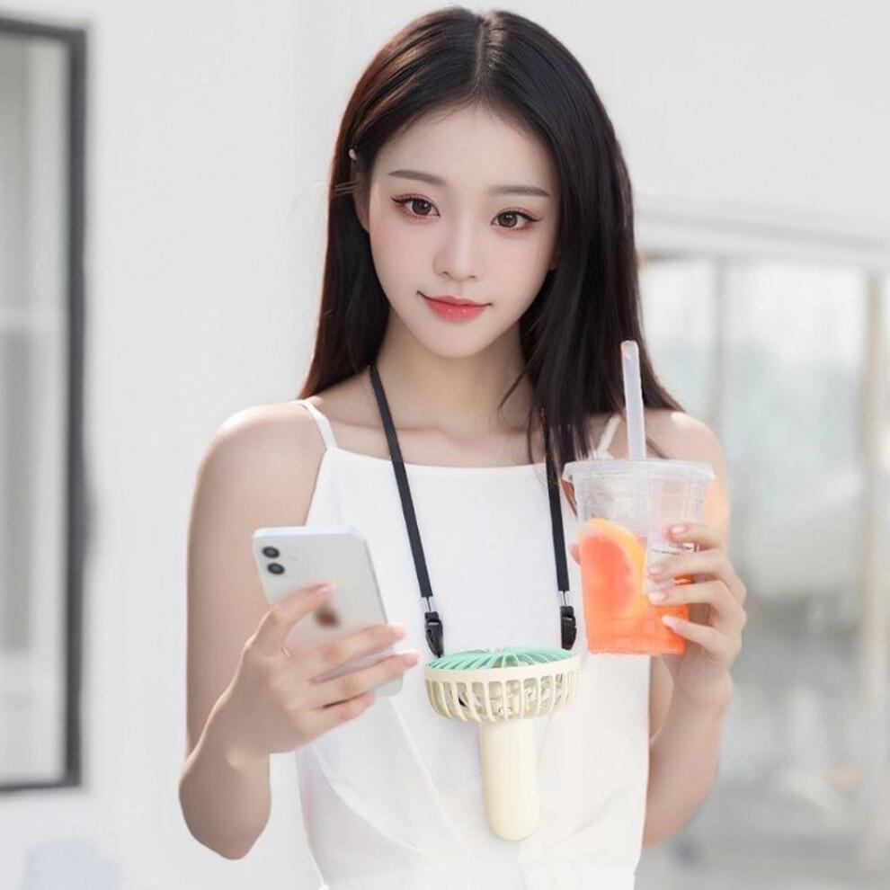 Portable Handheld Fan Portable 6 Speed-Apricot White Mint