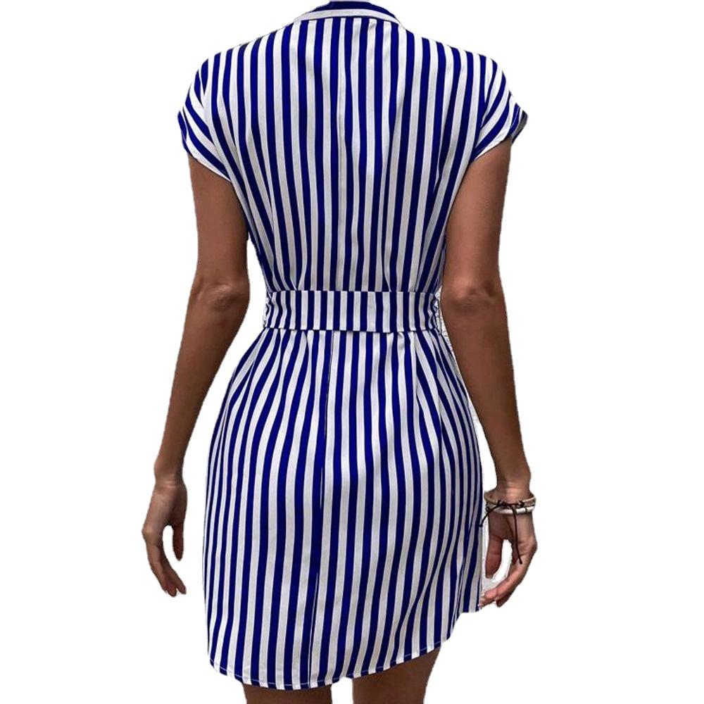 GMXIA Женская мода лето весна полосатый принт уздечка без рукавов с v-образным вырезом тонкие повседневные платья