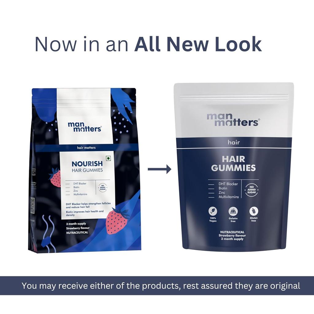 Man Matters Биотиновые жевательные конфеты для волос 90 жевательных конфет Веганский клубничный вкус Ежедневная поддержка волос для более сильных и густых волос