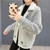 Cashmere Knitted Cardigan Coat Small Double Breasted Plaid Short Coat New Height and Thickness