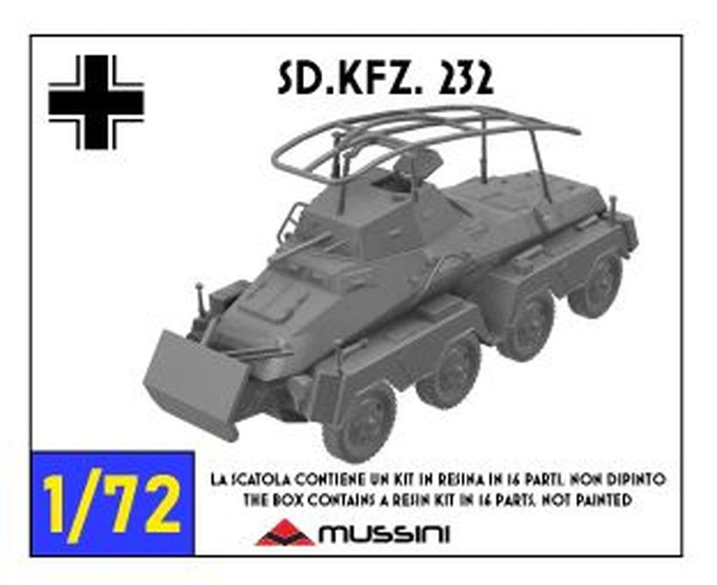 Mussini 1/72 Немецкий тяжелый бронеавтомобиль-разведчик Sd.Kfz.232 (8-колесный) времен Второй мировой войны, смоляной набор MM072-041 (танк)