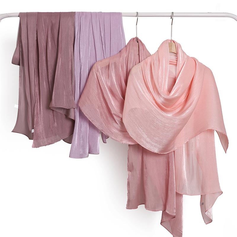 Однотонная Рамадан Мода Женский Хиджаб Шарф Длинный Шелковый Мягкий Скользящий Удобный Шарф Шаль Мусульманский Шейный Платок На Открытом Воздухе Бандана