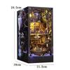 Набор полок для книг 3D Деревянный кукольный домик DIY Уголок для чтения Набор для сборки Пазл Подставка для книг Дом Со светом Модель для сборки Подарки на день рождения Игрушки