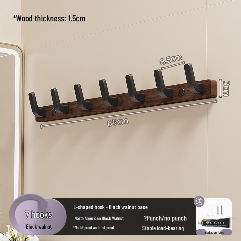 Настенный крючок из орехового дерева для полотенец и одежды, не требует сверления