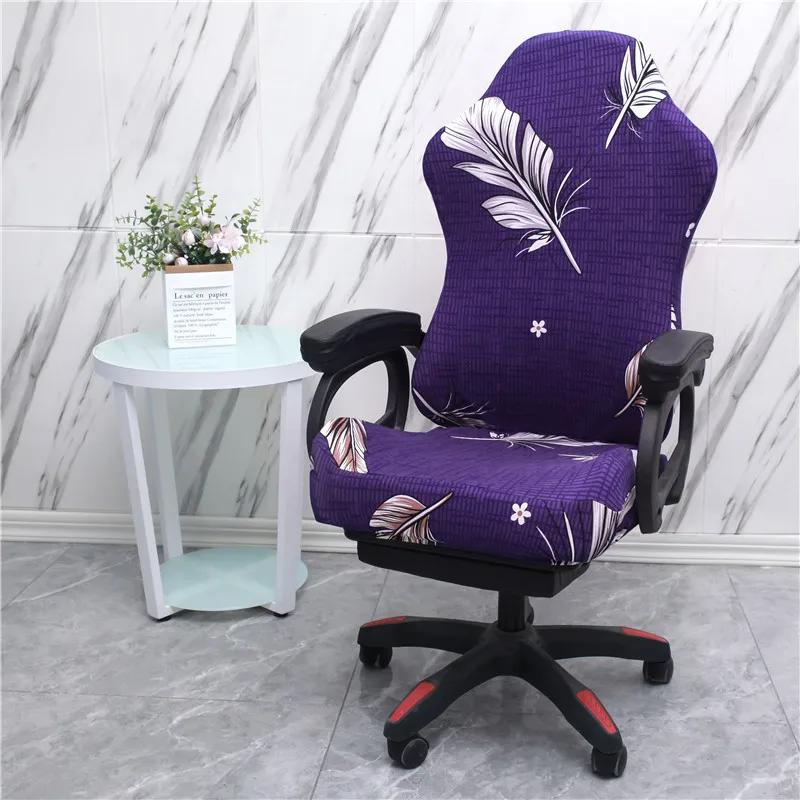 Office Computer Gaming Chair Covers Stretch Spandex Armchair Gamer Seat Cover Printed Household Racing Desk Rotating Slipcovers