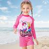 Girls' Long Sleeve Striped Unicorn Two-Piece Swimsuit 2025