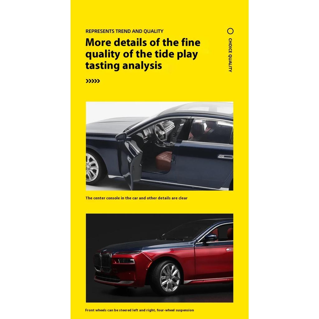 Масштаб 1/24 BMW THE I7 G70 M70L Чистый Электрический Новая Энергия Лимузин Сплав Металл Литой Модель Автомобиля Звук и Свет Украшения Подарок Ребенок