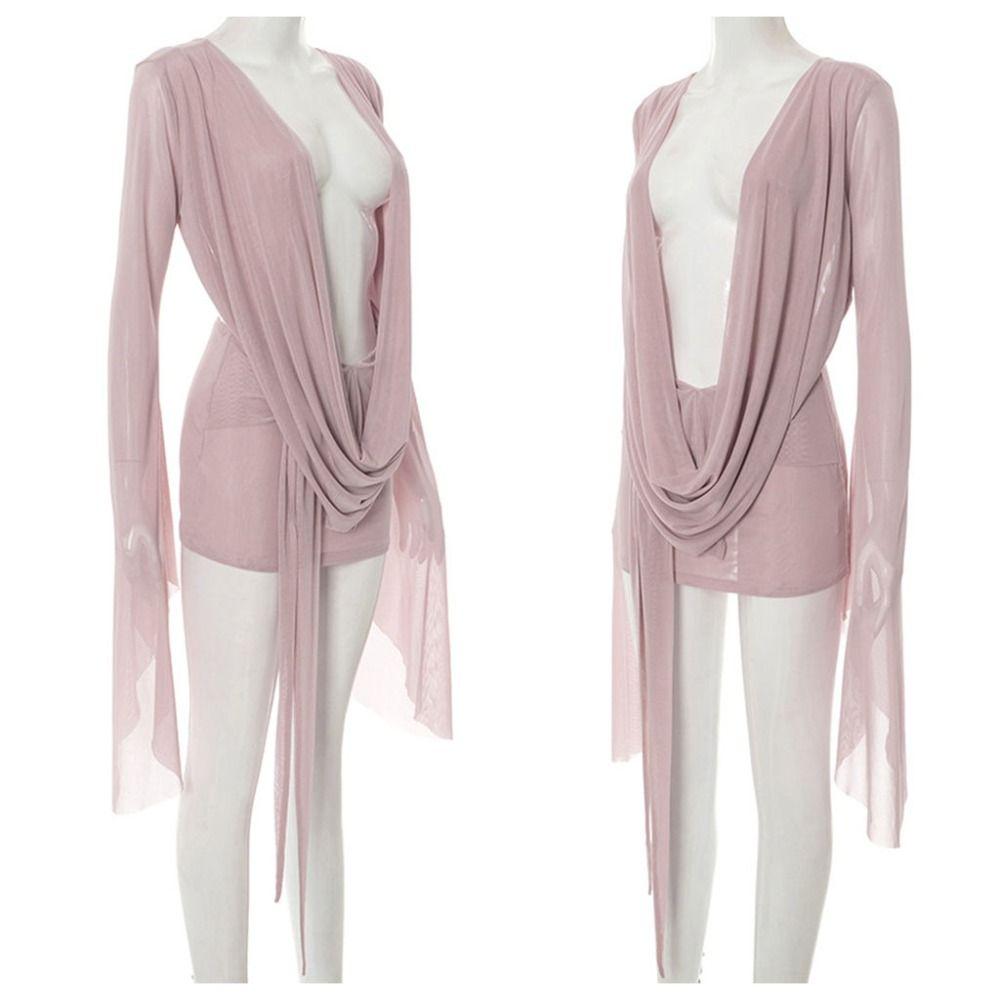 V Neck Short Dress Ruched Beach Cover-Up Dress Elegant Bodycon Dress Beach Cover-Up