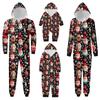 Рождественский принт, комплект одежды для родителей и детей, с капюшоном, на молнии, модный домашний костюм