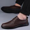 Summer Men Punching Leather Casual Shoes High Business Dress Shoes Lace Up Oxford Footwear Men Breathable Comfort Driving Shoes