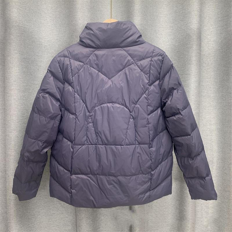 Женская осенне-зимняя куртка на белом утином пуху, стеганая парка с коротким воротником-стойкой и карманом, свободная тонкая однотонная куртка