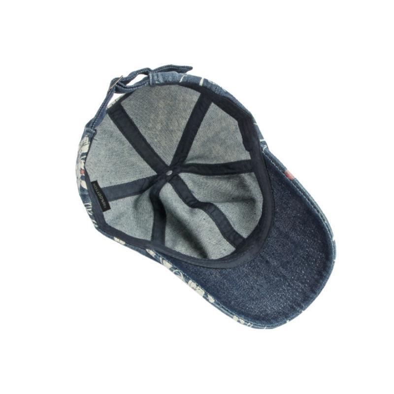 Женская джинсовая бейсболка с цветочным принтом в этническом стиле, шляпа дальнобойщика, регулируемая повседневная ретро-кепка