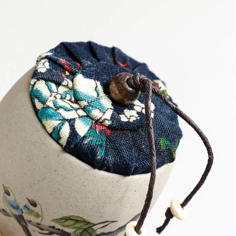 Портативная герметичная керамическая банка для чая – Керамический контейнер для хранения с дизайном «Слива, орхидея, бамбук и хризантема»