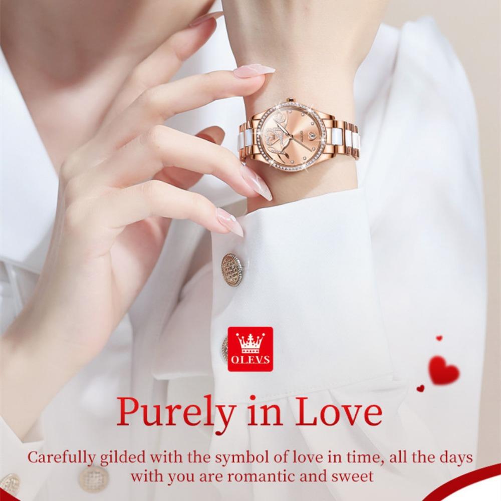 OLEVS Новые лучшие женские часы Love Diamond Dial, женские часы, полностью автоматические роботизированные часы