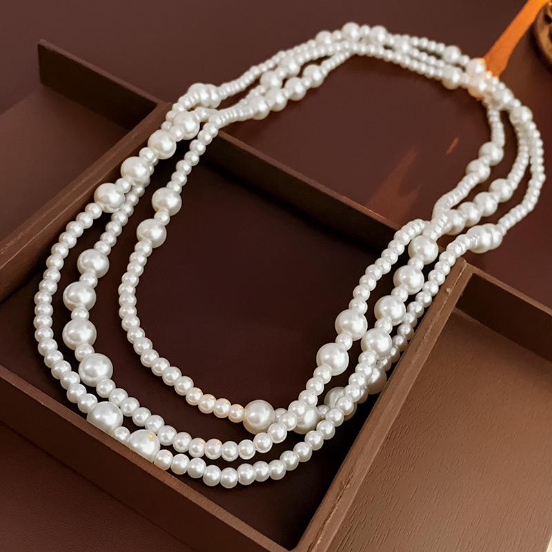 Длинное ожерелье из жемчуга в стиле ретро осень/зима: Элегантная, универсальная цепочка для свитера